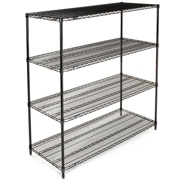 Nexel Wire Shelving, Black Epoxy, 54W X 18D X 74H 18547B